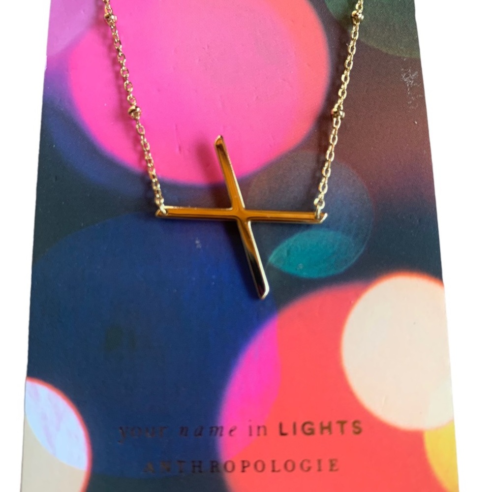 Anthropologie Your Name in Lights Necklace, letter X. 17". NWOT